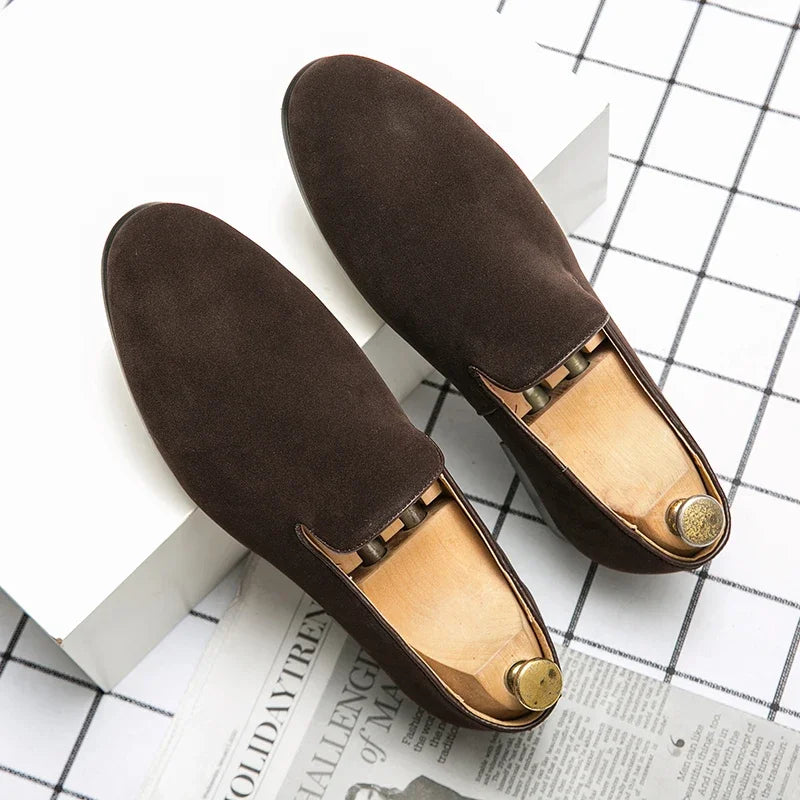 Fashionable Men's Suede Shoes Soft Soles Comfortable Loafers Versatile Men's Casual Flat Shoes Green New Style Free Delivery - Acros