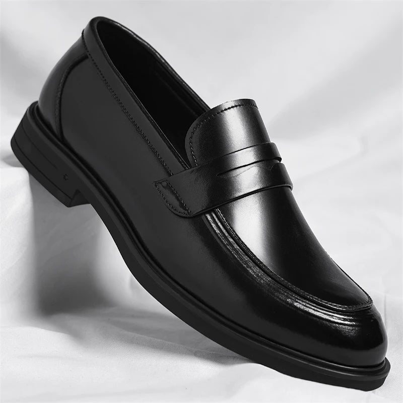 Men's Formal Leather Loafers Italian Style Slip-on  Stylish Elegant Business Shoes Comfortable Lightweight Office Dress Shoes - Acros