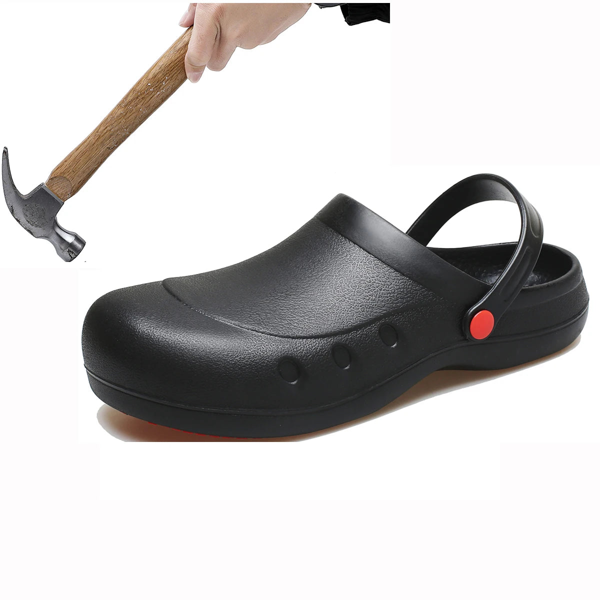 Steel Toe Safety Working Shoes Kitchen Restaurant Chef Shoes Industrial Work Nonslip Waterproof Rubber Sandals Big Size 3XL 4XL - Acros