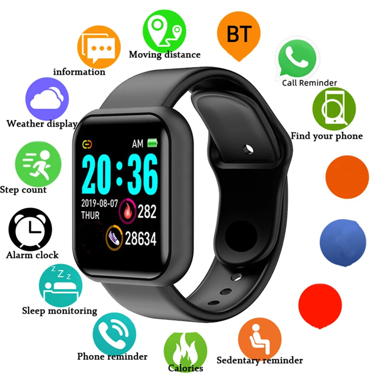 Smartwatch Men Women Wristwatches Smart Watch Message Fitness Monitor Bracelet Birthday Gift Electronic Clock For Android IOS - Acros