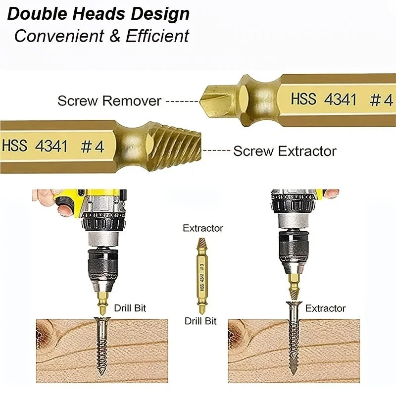 Damaged Screw Extractor Set HSS Drill Bit Stripped Broken Remover Small Easily Quickly Take Out Kit Easy Demolition Power Tools - Acros