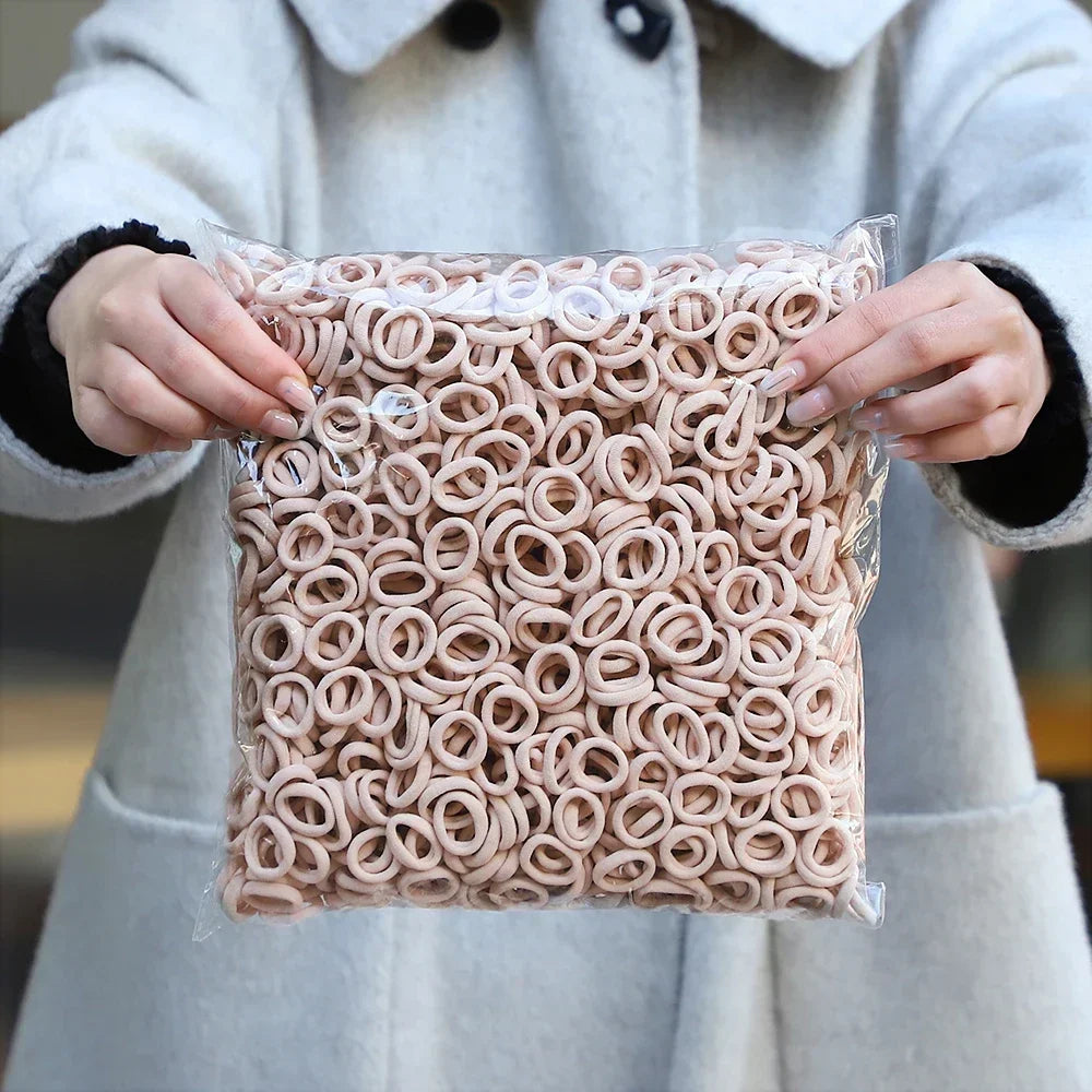 50Pcs/bag Colorful Basic Nylon Ealstic Hair Ties for Girls Ponytail Hold Scrunchie Rubber Band Kid Fashion Hair Accessories - Acros