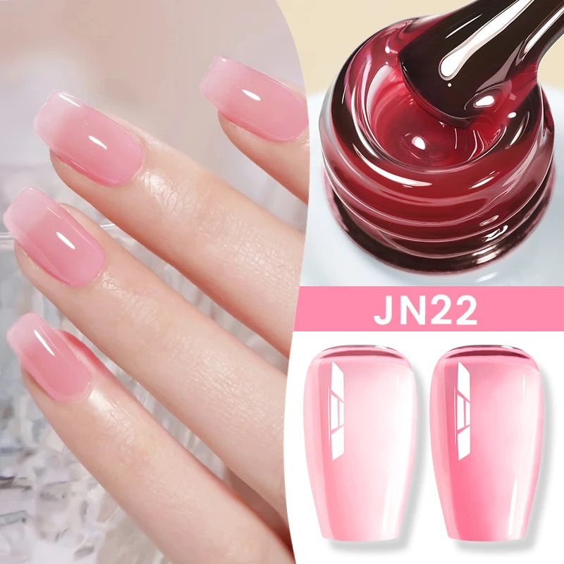 BORN PRETTY Jelly Nude Gel Nail Polish 10ml Light Pink Peach Translucent Color UV Light Cure Gel Varnish Nail Art DIY at Home - Acros