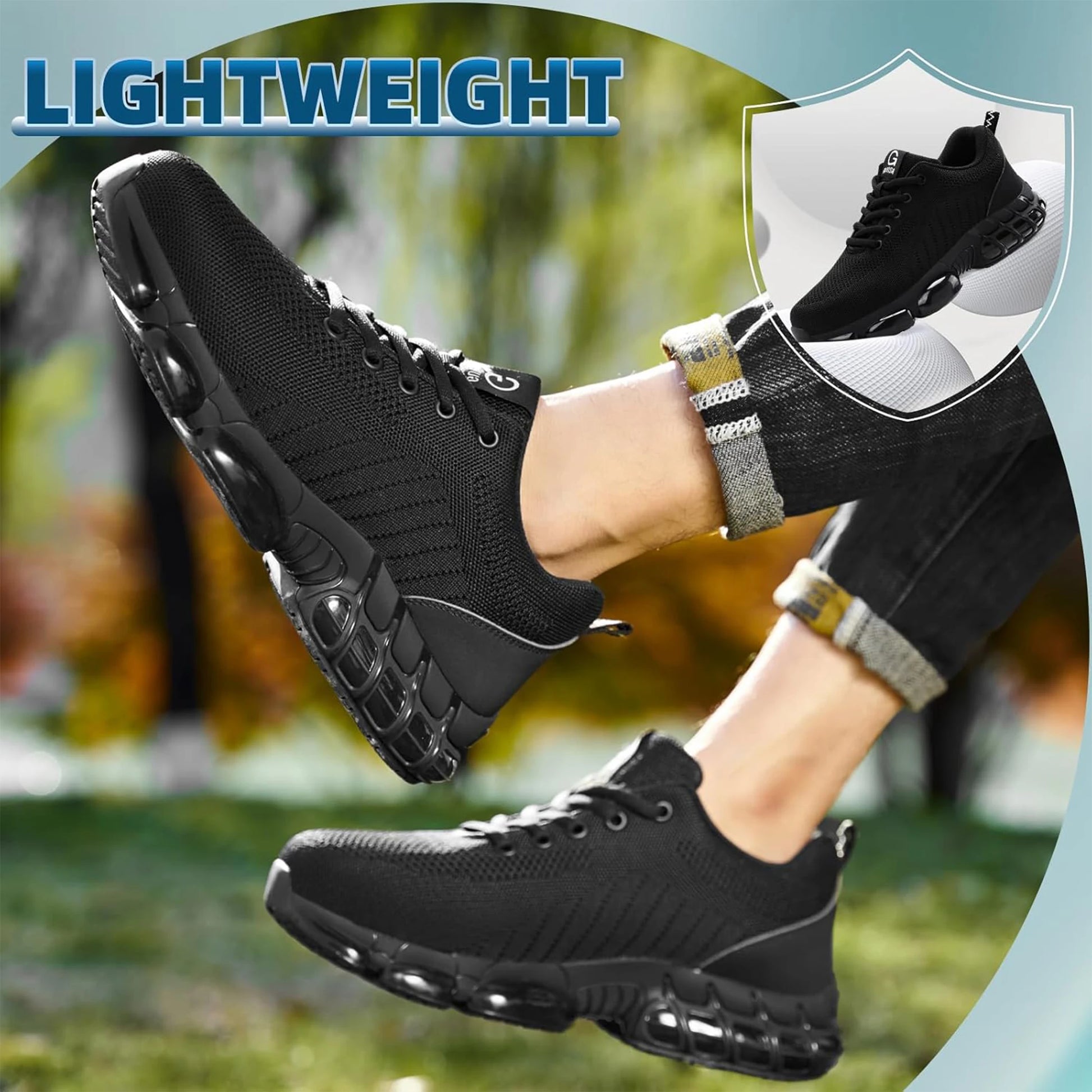 Steel Toe Work Shoes for Men Women Comfortable Lightweight Black Safety Construction Working Shoes Anti-Smash Anti-Puncture - Acros