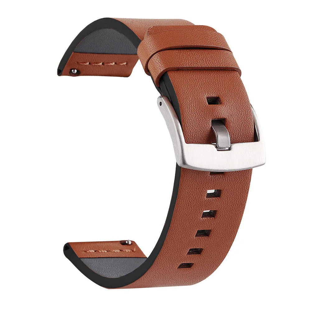 Ansoff SAMCO leather watch band with stainless steel buckle, vintage sport style, available in multiple sizes for 18mm to 24mm watches.
