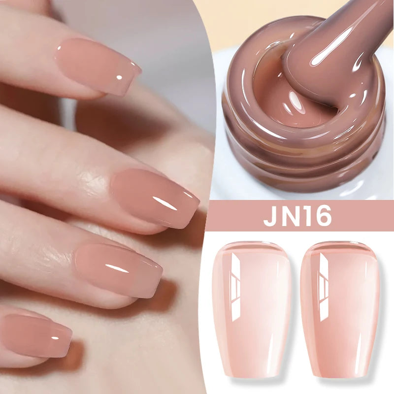 BORN PRETTY Jelly Nude Gel Nail Polish 10ml Light Pink Peach Translucent Color UV Light Cure Gel Varnish Nail Art DIY at Home - Acros