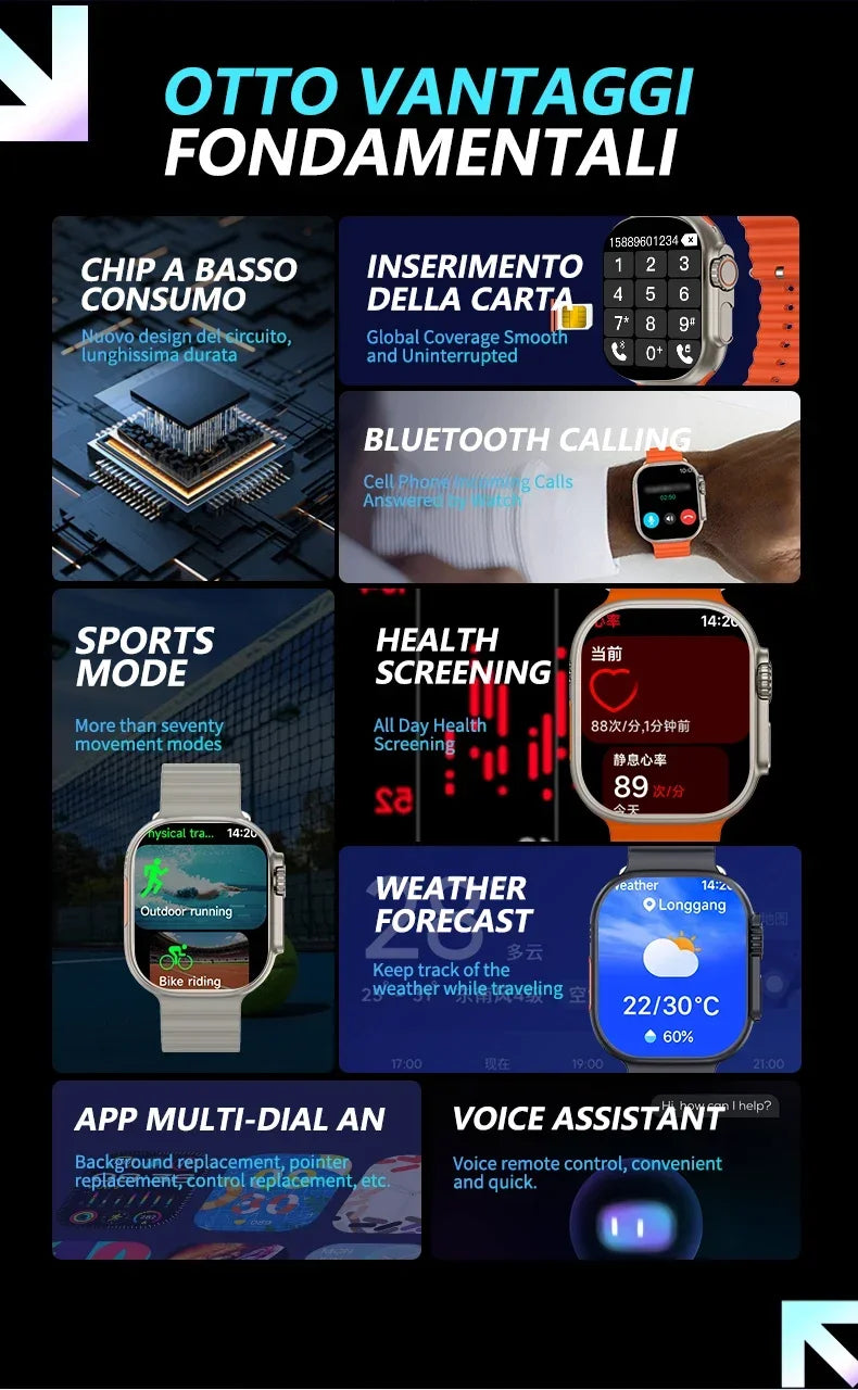 Ansoff BW9 Pro smartwatch with a sleek display, showcasing its digital screen and side buttons on a black background.