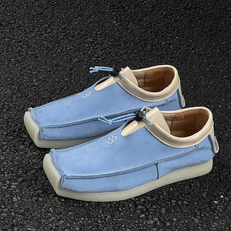 Ansoff men's square toe suede loafers, luxury designer casual sneakers with a skateboard-inspired moccasin design.