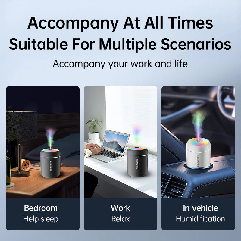 180ML Mini Air Humidifier USB Electric Aroma Diffuser Essential Oil Purifier Aromatherapy Mist Maker Lights For Car Home Bedroom - Acros