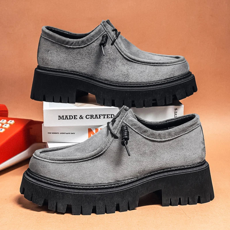 Men's Shoes 2025 Autumn New Style High-heel Thick-soled Loafers, Durable and Retro Casual Shoes, Everyday Street Trend Sneakers - Acros