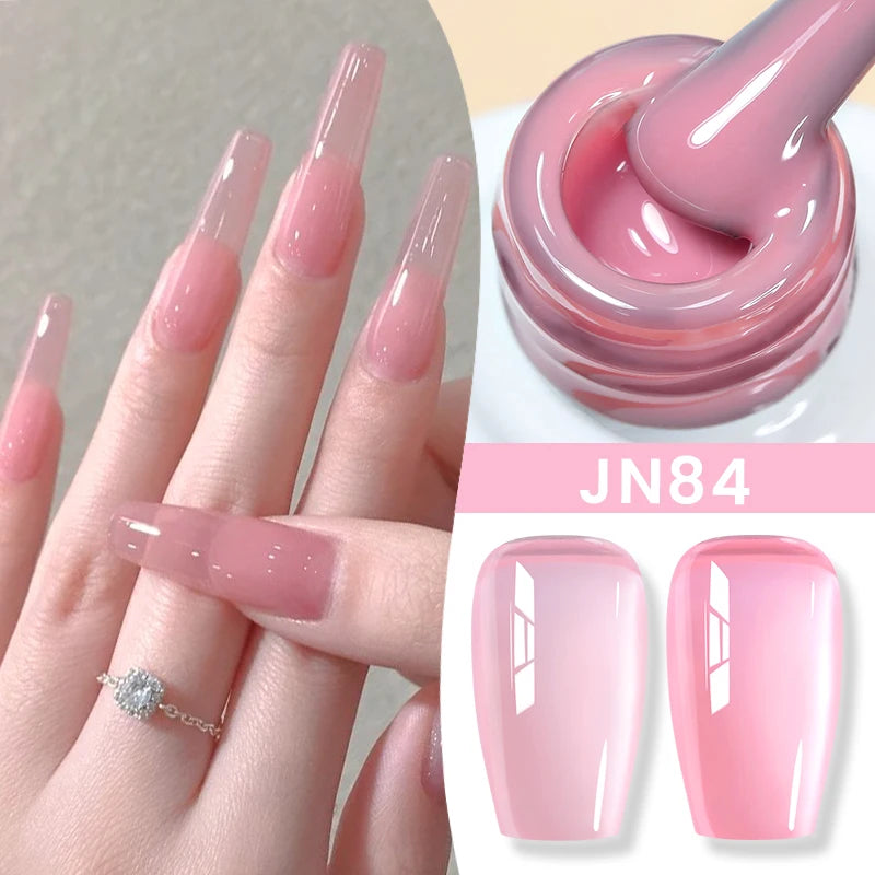 BORN PRETTY Jelly Nude Gel Nail Polish 10ml Light Pink Peach Translucent Color UV Light Cure Gel Varnish Nail Art DIY at Home - Acros