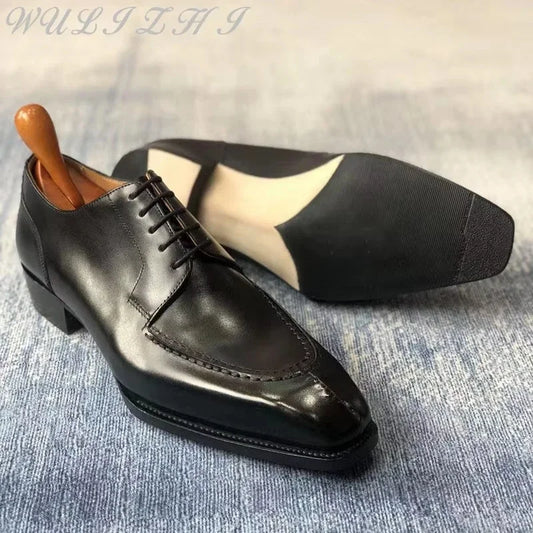 Men's Wedding Shoes Genuine Leather Formal Banquet Cowhide Shoes Young Business Comfortable Derby Shoes Lace Up Office Shoe - Acros