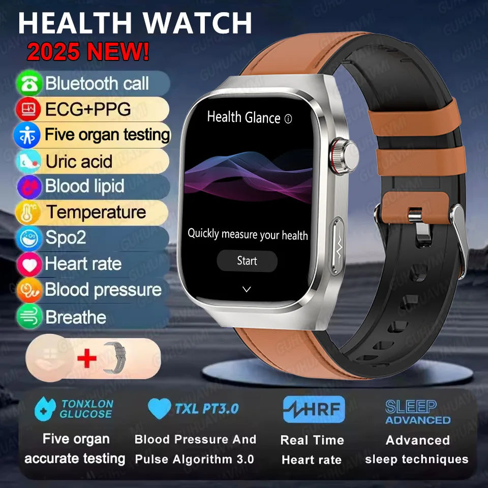 Ansoff Micro Physical Examination Smart Watch for men, showing a sleek black design with health monitoring features and Bluetooth calling.