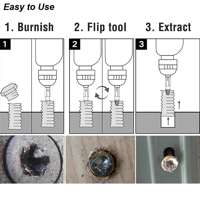 Damaged Screw Extractor Set HSS Drill Bit Stripped Broken Remover Small Easily Quickly Take Out Kit Easy Demolition Power Tools - Acros