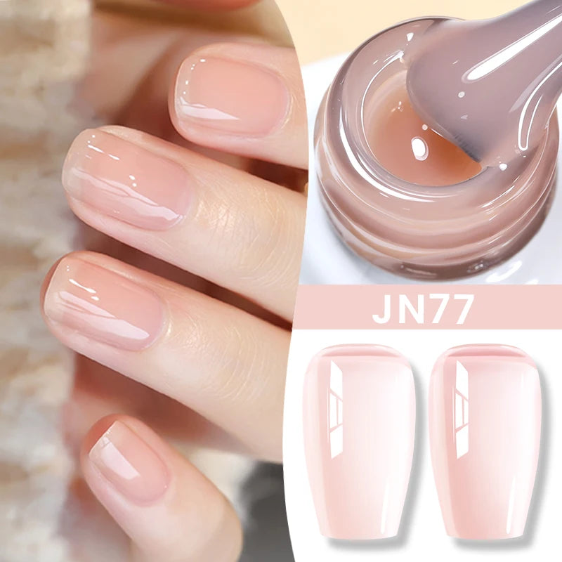 BORN PRETTY Jelly Nude Gel Nail Polish 10ml Light Pink Peach Translucent Color UV Light Cure Gel Varnish Nail Art DIY at Home - Acros