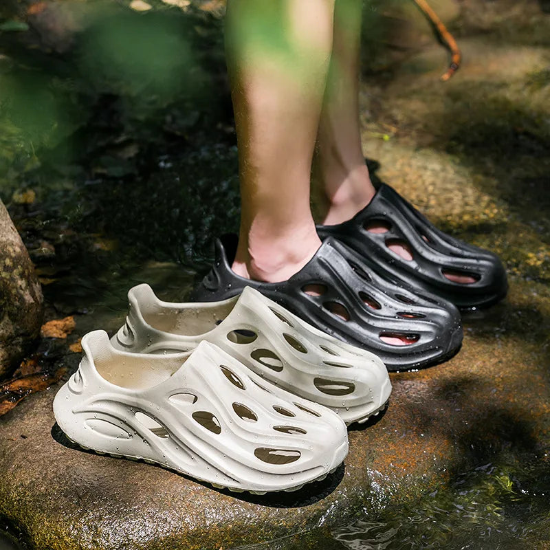 Ansoff wading shoes with thick soles, slip-resistant outdoor street fashion slides, comfortable sports sneakers for outdoor activities.