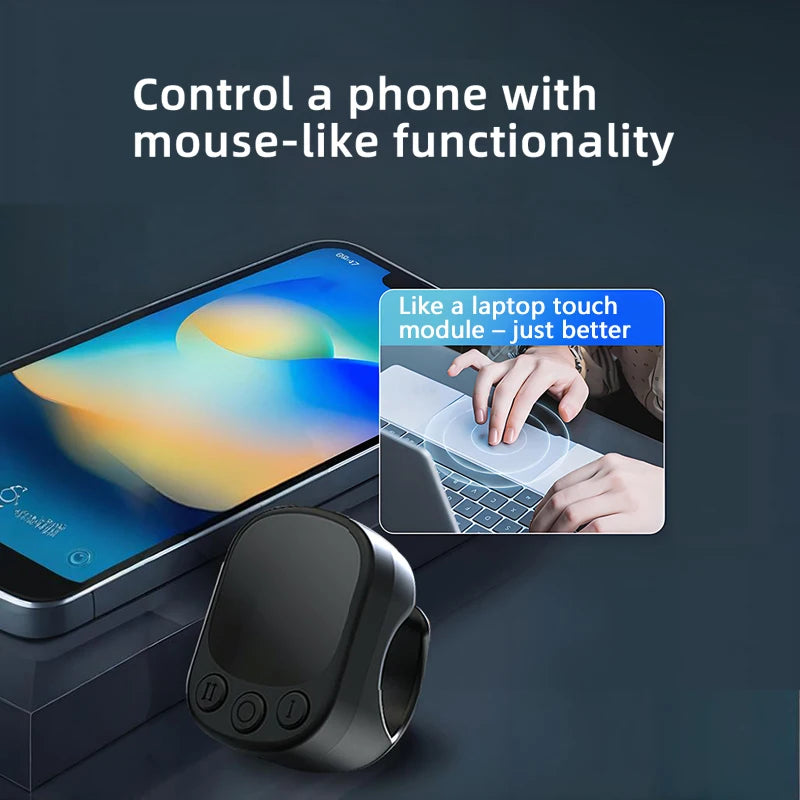 Mouse Ring Remote Control with Touchpad,Smart Automatic Screen Clicker Device，Continuous Clicker，Scrolling Ring Remote Control S - Acros