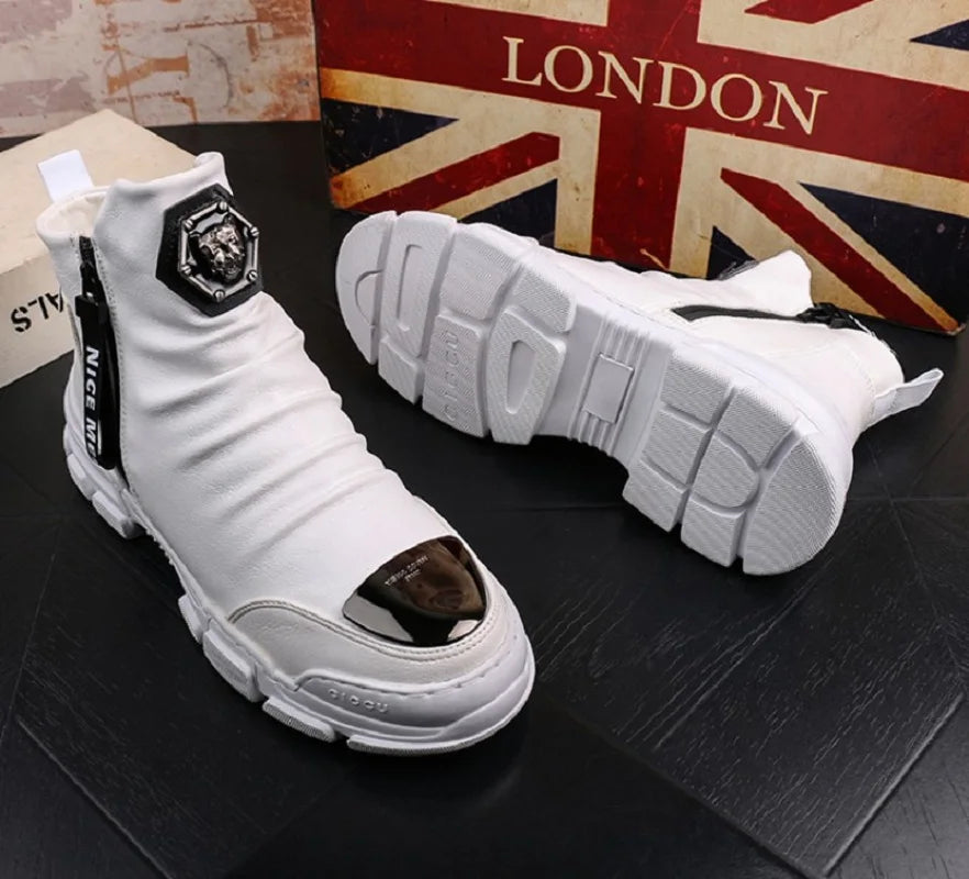 Black men's autumn winter snow boots by Ansoff with high cotton lining, leather upper, casual ankle design, ideal for warmth and snow.