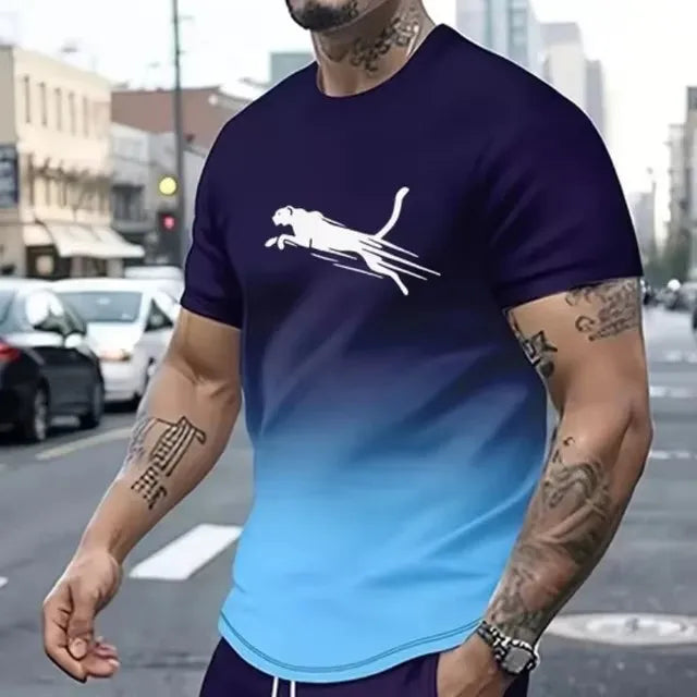 2025 Sweatshirt Street Fashion Short Sleeve T-shirt Loose Men's Digital Print - Acros