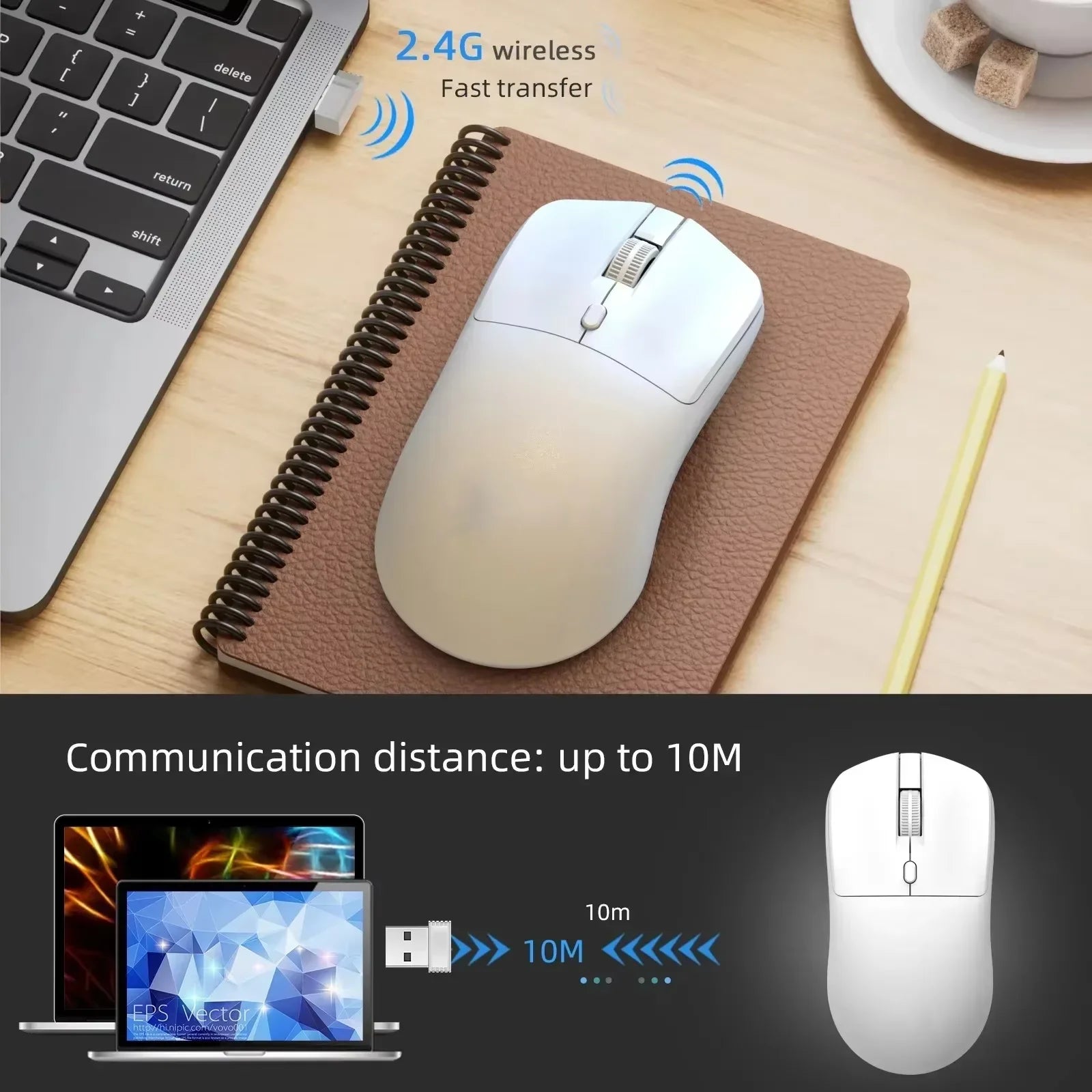 2.4G Wireless Mouse Bluetooth 5.4 Gaming Mouse Ergonomic Mice 800-1200-1600 DPI Mouse Rechargeable Office Mice for PC Laptop - Acros