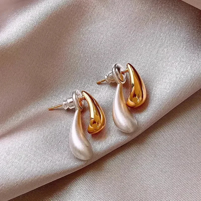 Vintage Geometry Irregular Eardrop Personality Asymmetry Dripping Oil Earrings for Women Fashion Daily Commuting Jewelry Gifts - Acros