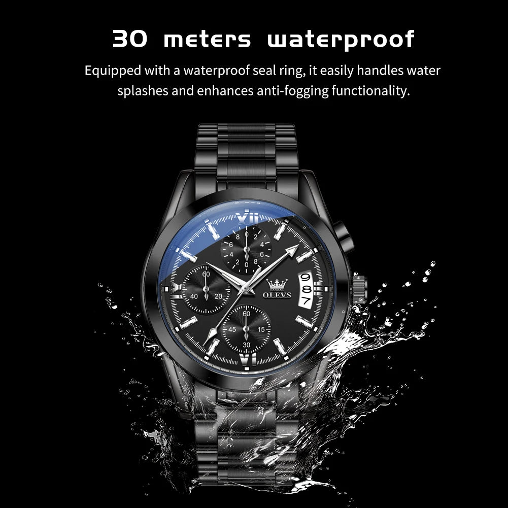 OLEVS 2987 Watches For Man Multifunctional Chronograph Quartz Watch Waterproof Luminous Watches Original Business Brand Reloj - Acros