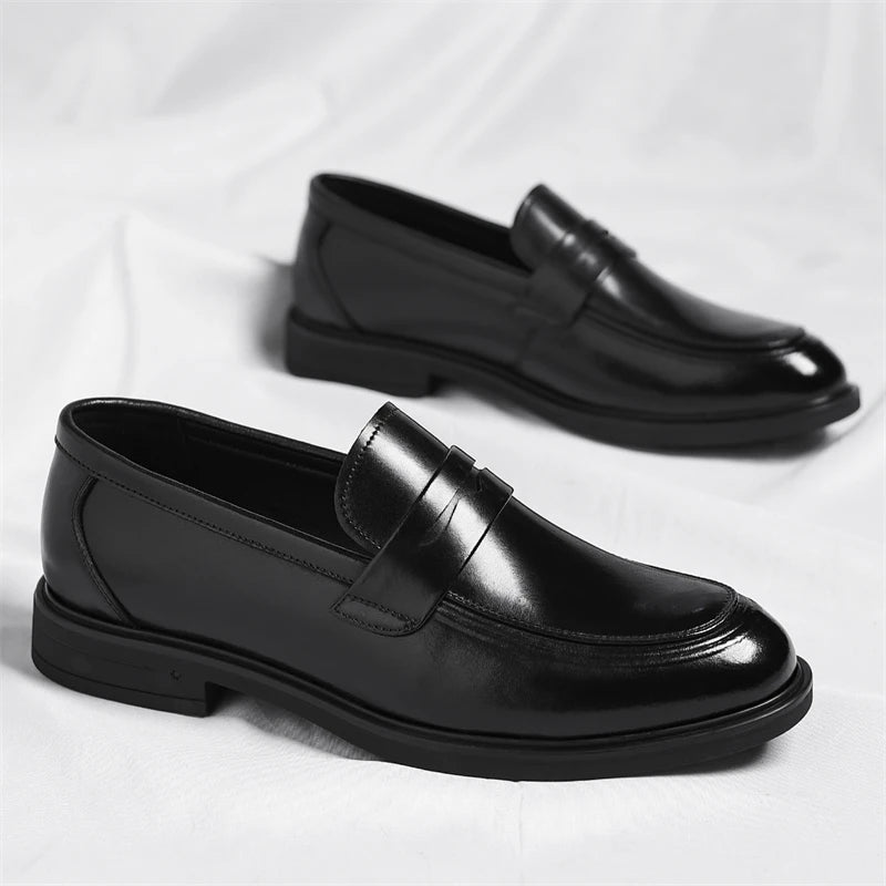 Men's Formal Leather Loafers Italian Style Slip-on  Stylish Elegant Business Shoes Comfortable Lightweight Office Dress Shoes - Acros