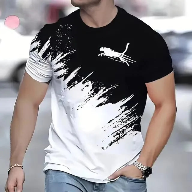 2025 Sweatshirt Street Fashion Short Sleeve T-shirt Loose Men's Digital Print - Acros
