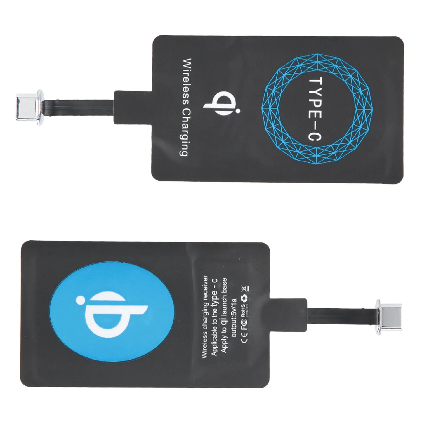 2Pcs Type C Wireless Charger Adapter Portable Charging Receiver for Type C Mobile Phone Wireless Charging Receiver