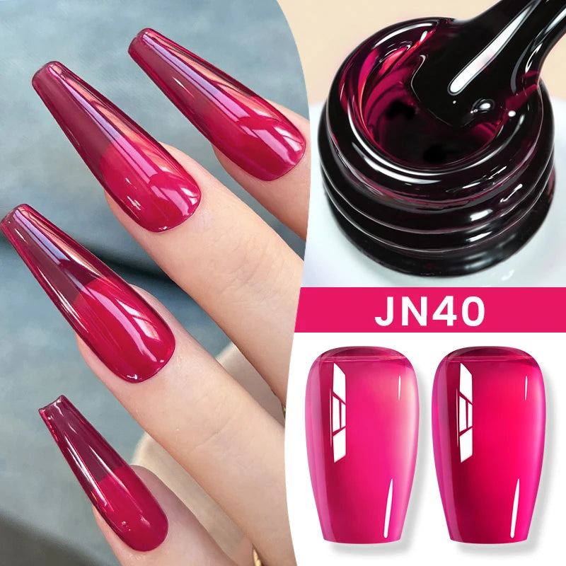 BORN PRETTY Jelly Nude Gel Nail Polish 10ml Light Pink Peach Translucent Color UV Light Cure Gel Varnish Nail Art DIY at Home - Acros