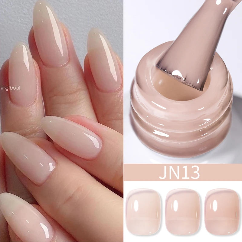 BORN PRETTY Jelly Nude Gel Nail Polish 10ml Light Pink Peach Translucent Color UV Light Cure Gel Varnish Nail Art DIY at Home - Acros
