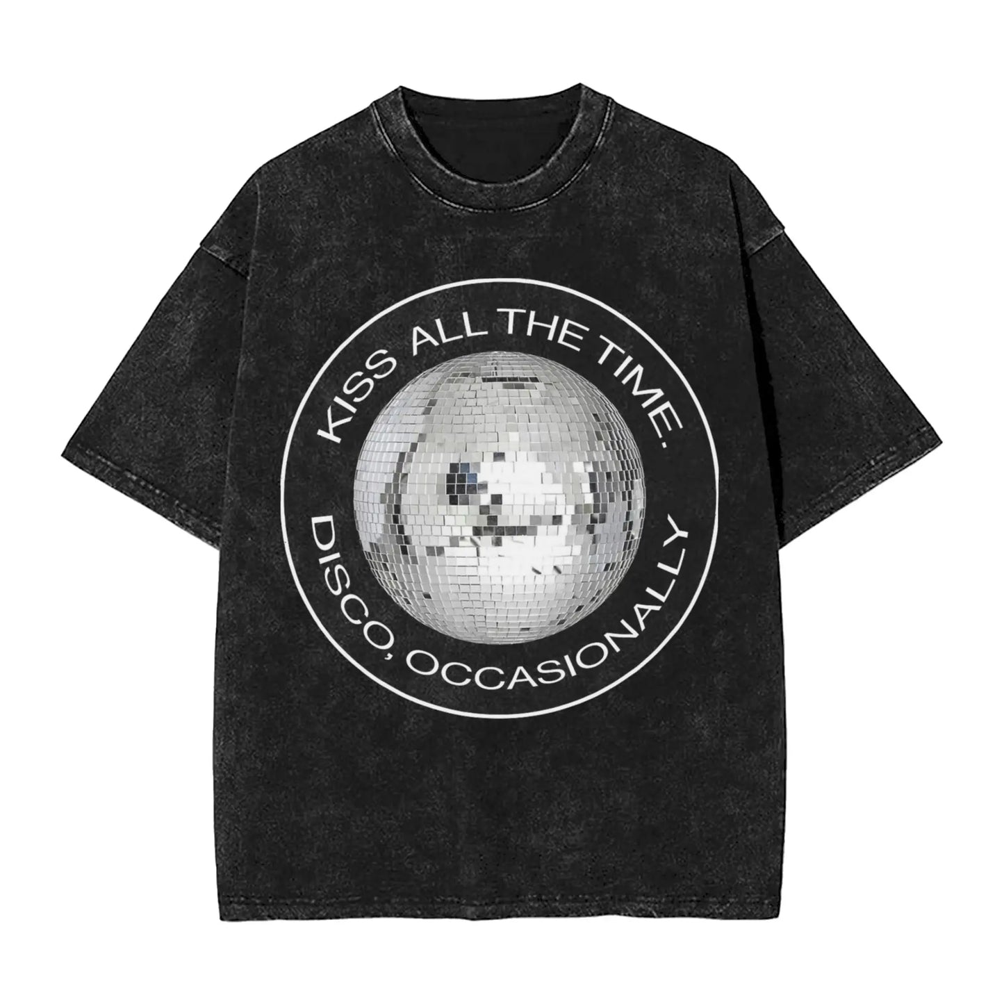 Ansoff washed Harry Styles Kiss All The Time Disco T-shirt, short sleeve streetwear tee with bold graphic design for men and women.