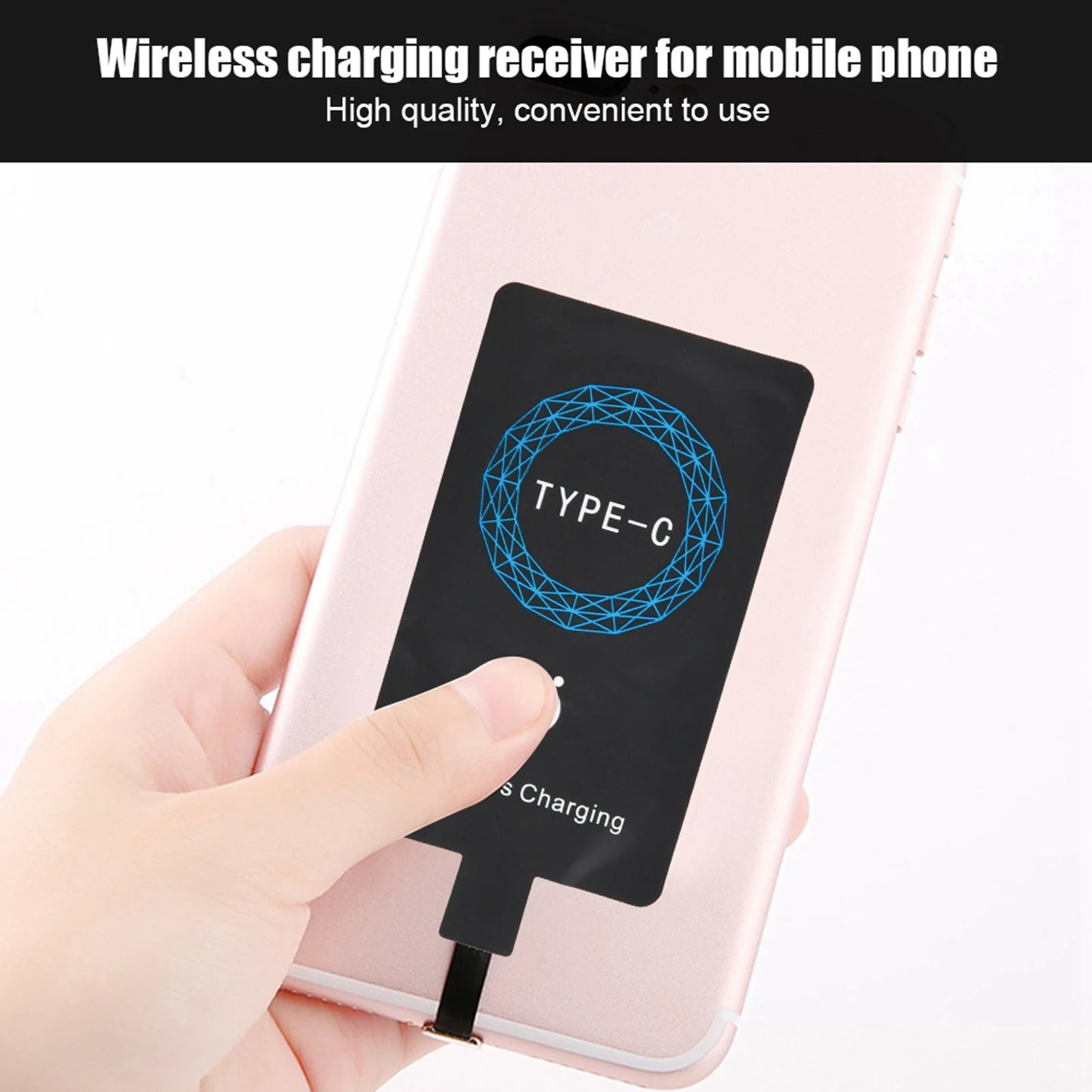 2Pcs Type C Wireless Charger Adapter Portable Charging Receiver for Type C Mobile Phone Wireless Charging Receiver