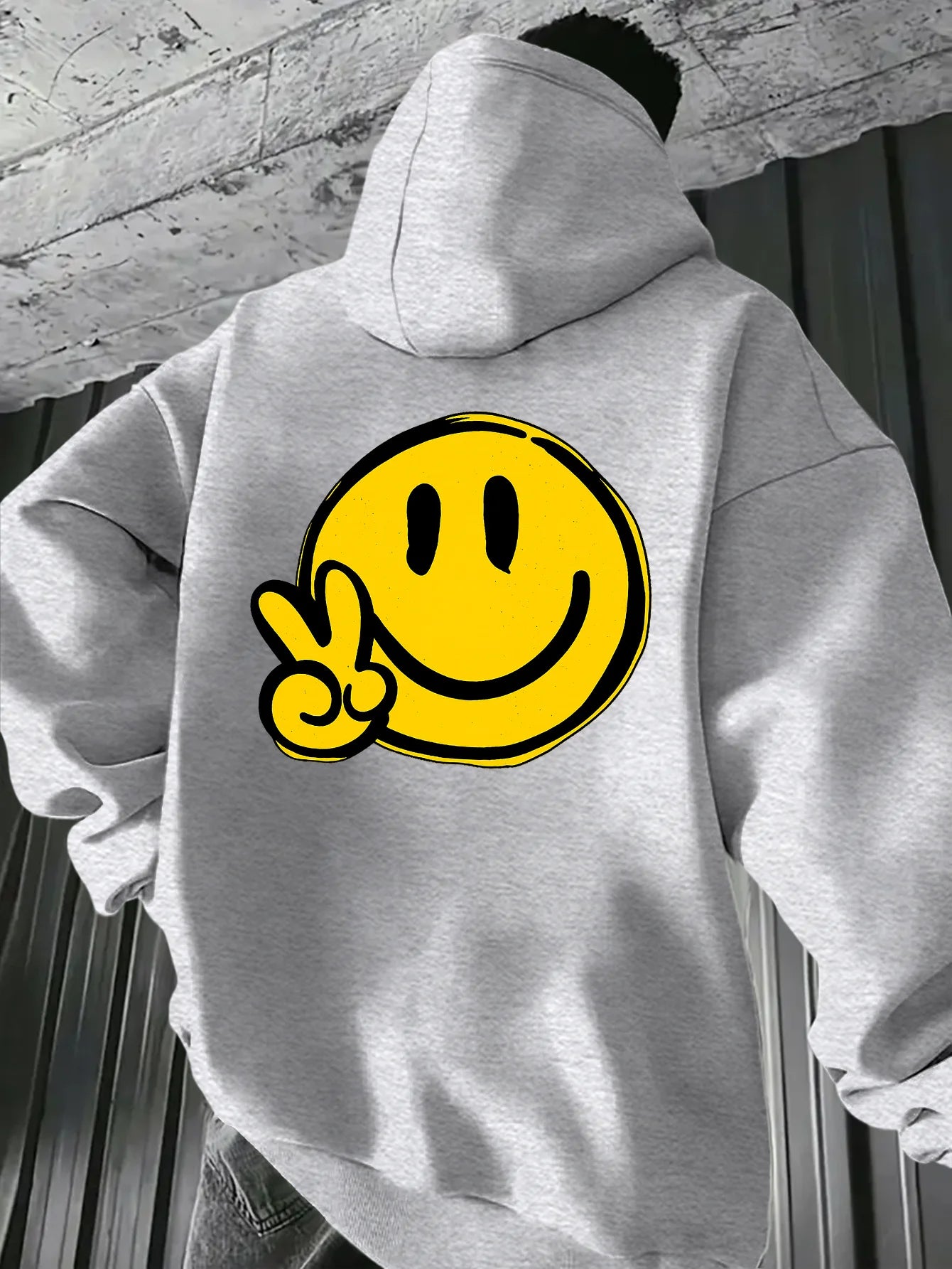 A Stylish and Comfortable Men's Hooded Sweatshirt with A Smiling Face, Perfect for Autumn and Winter Seasons - Acros