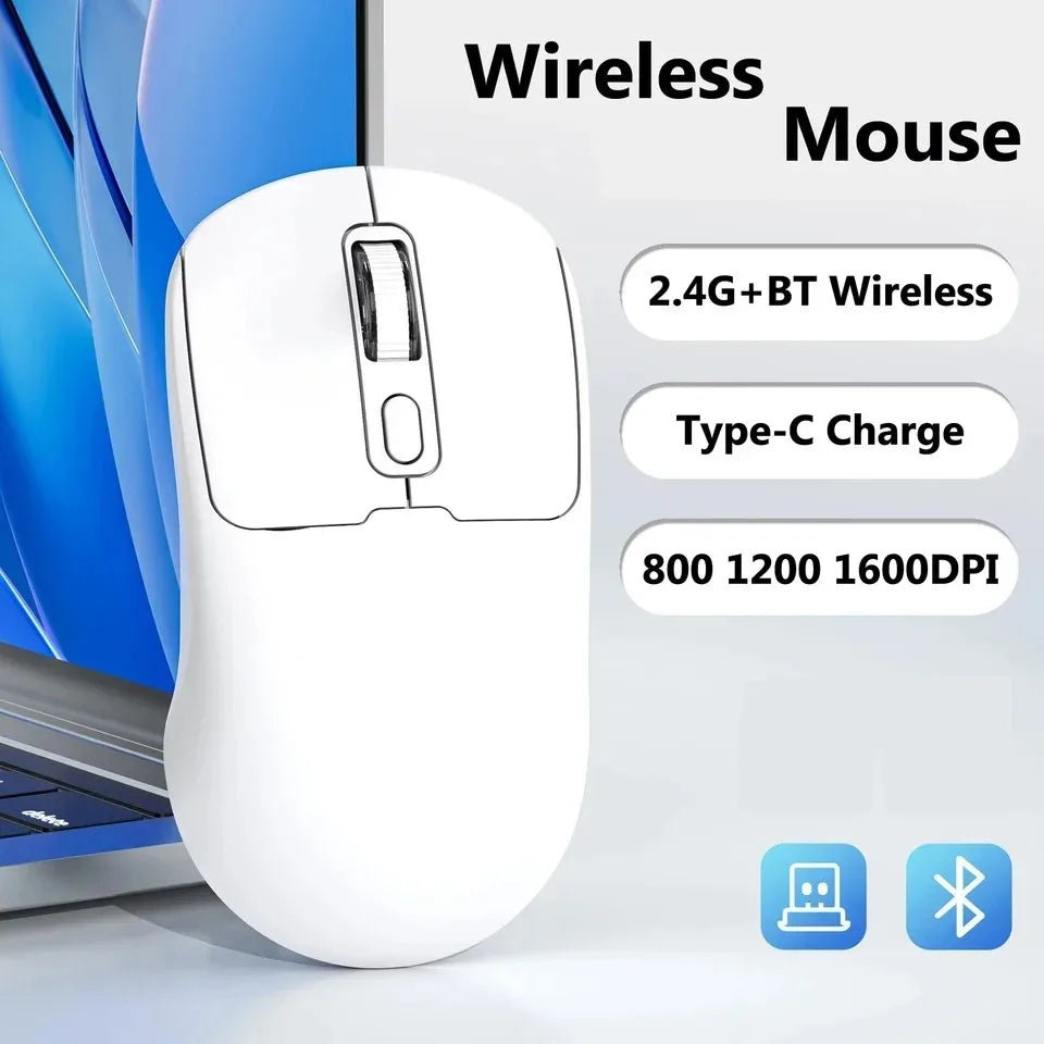 2.4G Wireless Mouse Bluetooth 5.4 Gaming Mouse Ergonomic Mice 800-1200-1600 DPI Mouse Rechargeable Office Mice for PC Laptop - Acros