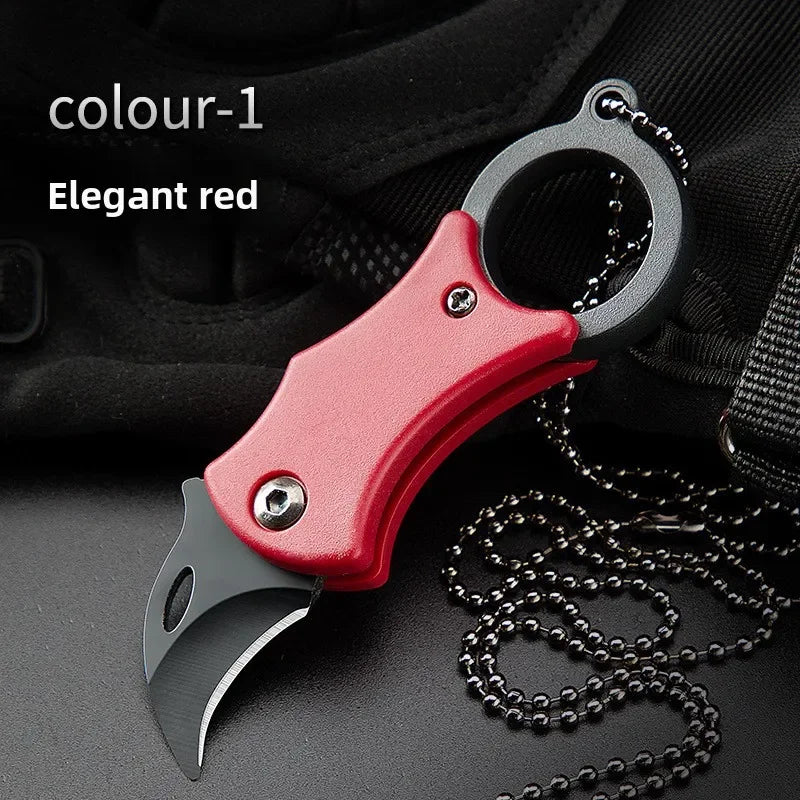 NEW Keychain Pocket Stainless Steel Camping Small Mini Portable Knife Peeler Fixed Blade Multi EDC Tool with Chain - Acros