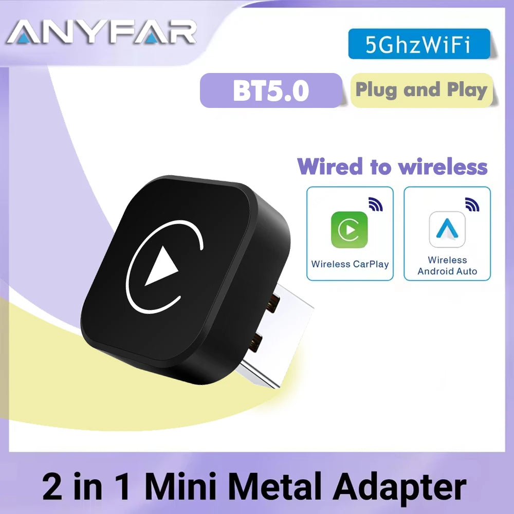 NEW 2in1 Wireless CarPlay AI Mini Android Auto Box Plug&Play Automatic Connection Compatible with 99% of Cars For Car Radio - Acros