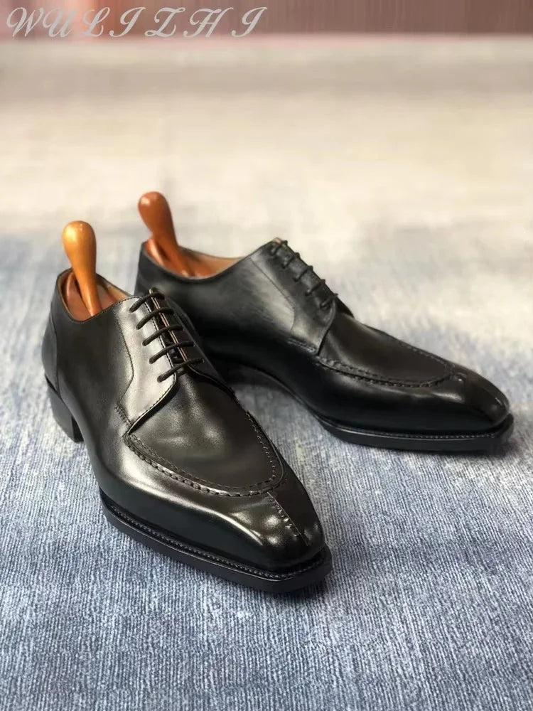 Men's Wedding Shoes Genuine Leather Formal Banquet Cowhide Shoes Young Business Comfortable Derby Shoes Lace Up Office Shoe - Acros