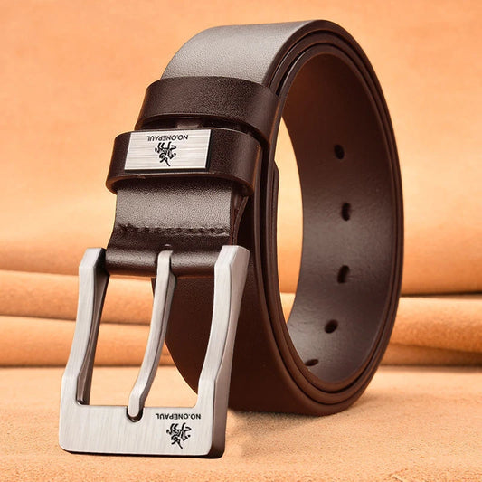 Ansoff men's casual leather belt with a metal buckle, designed for fashion, business, and cowboy style.