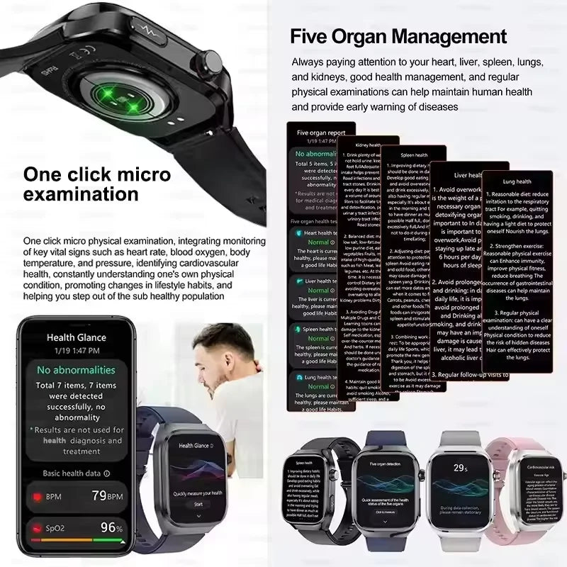 Ansoff 2025 new micro physical examination smart watch for men with body fat, uric acid, five organ health tracking, Bluetooth call functionality.