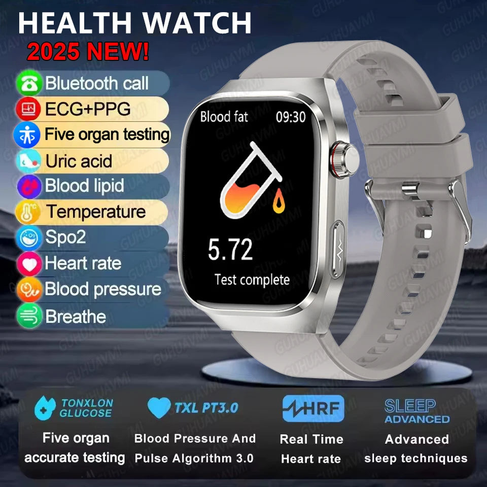 Ansoff 2025 Micro Physical Examination Smart Watch for men, featuring body fat, uric acid, five organ health monitoring, Bluetooth call.