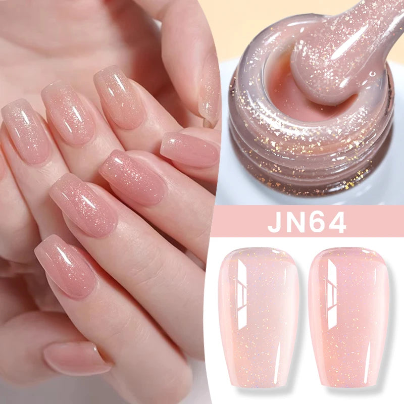 BORN PRETTY Jelly Nude Gel Nail Polish 10ml Light Pink Peach Translucent Color UV Light Cure Gel Varnish Nail Art DIY at Home - Acros
