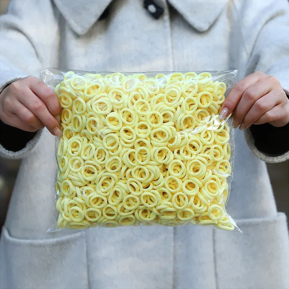 50Pcs/bag Colorful Basic Nylon Ealstic Hair Ties for Girls Ponytail Hold Scrunchie Rubber Band Kid Fashion Hair Accessories - Acros