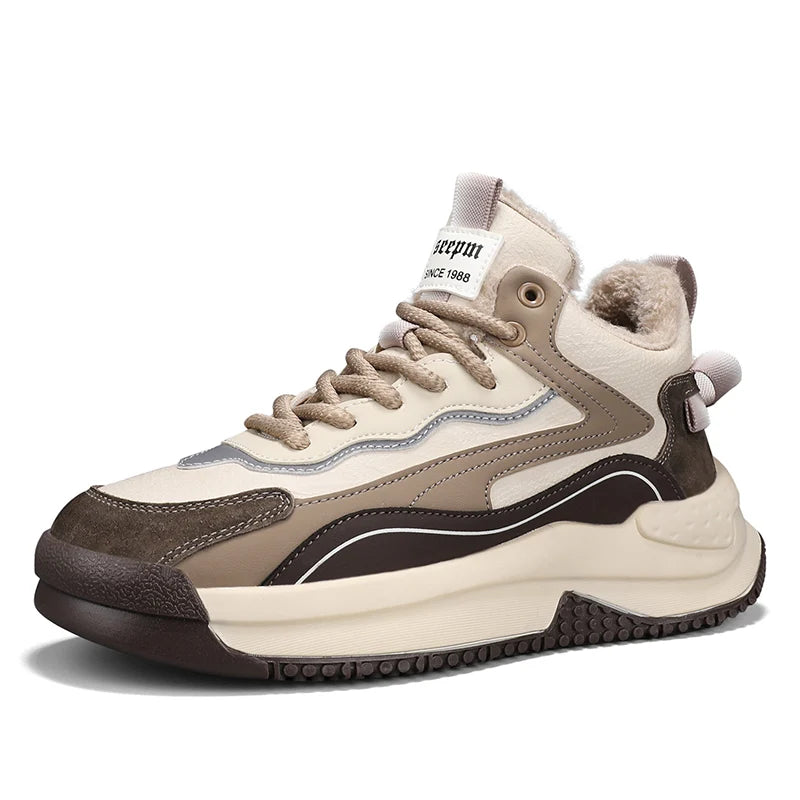 Men's Ansoff winter tooling boots with round toe, non-slip soles, cotton ankle, and durable outdoor design for casual wear.