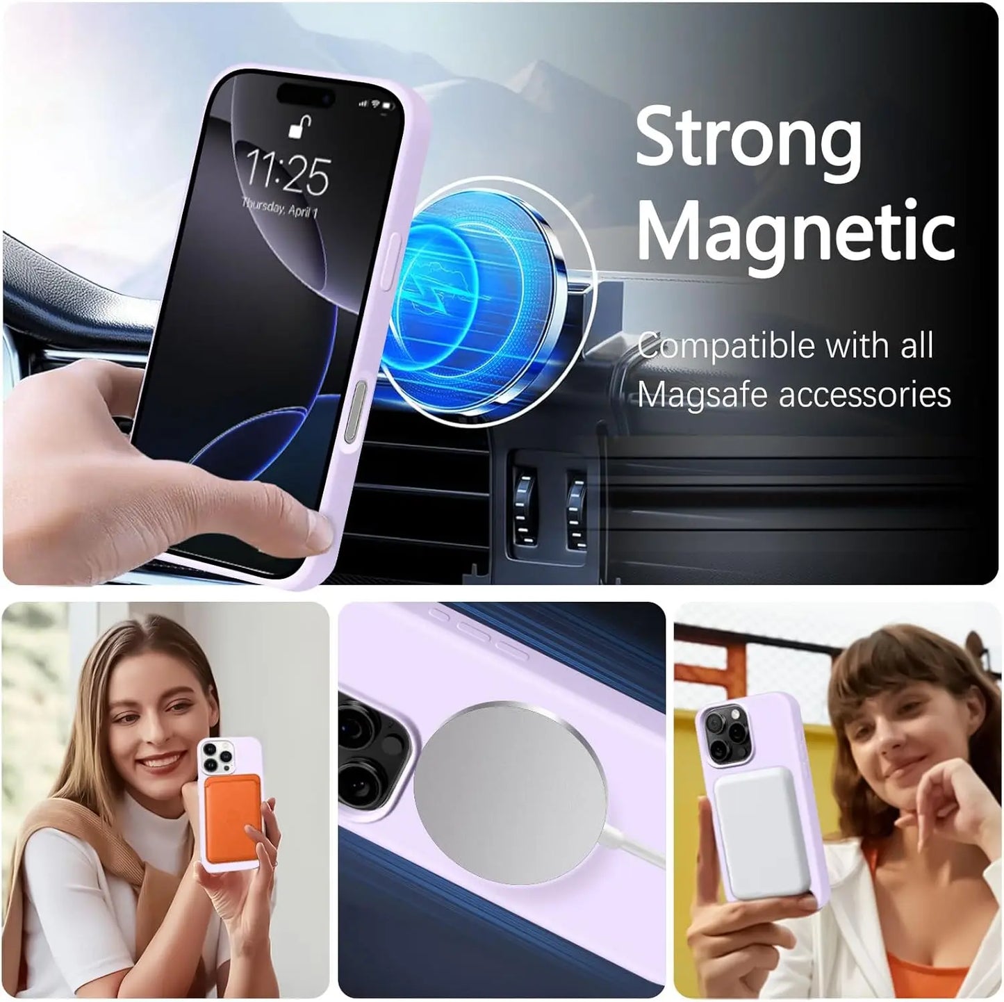 Magnetic Phone Case For iPhone 15 14 16 Plus 11 12 13 16 Pro Max Silicone Official Lanyard Magsafe Strap Protector Soft Cover - Acros
