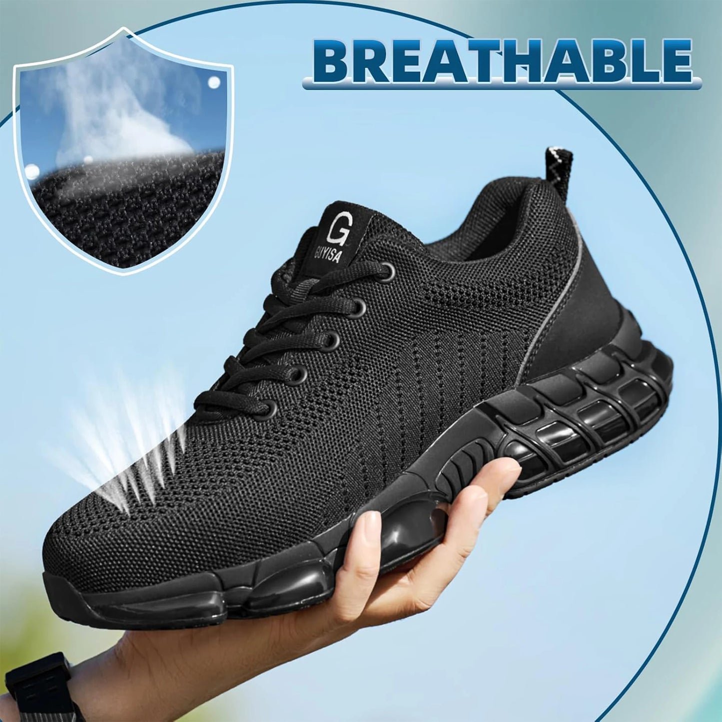 Steel Toe Work Shoes for Men Women Comfortable Lightweight Black Safety Construction Working Shoes Anti-Smash Anti-Puncture - Acros