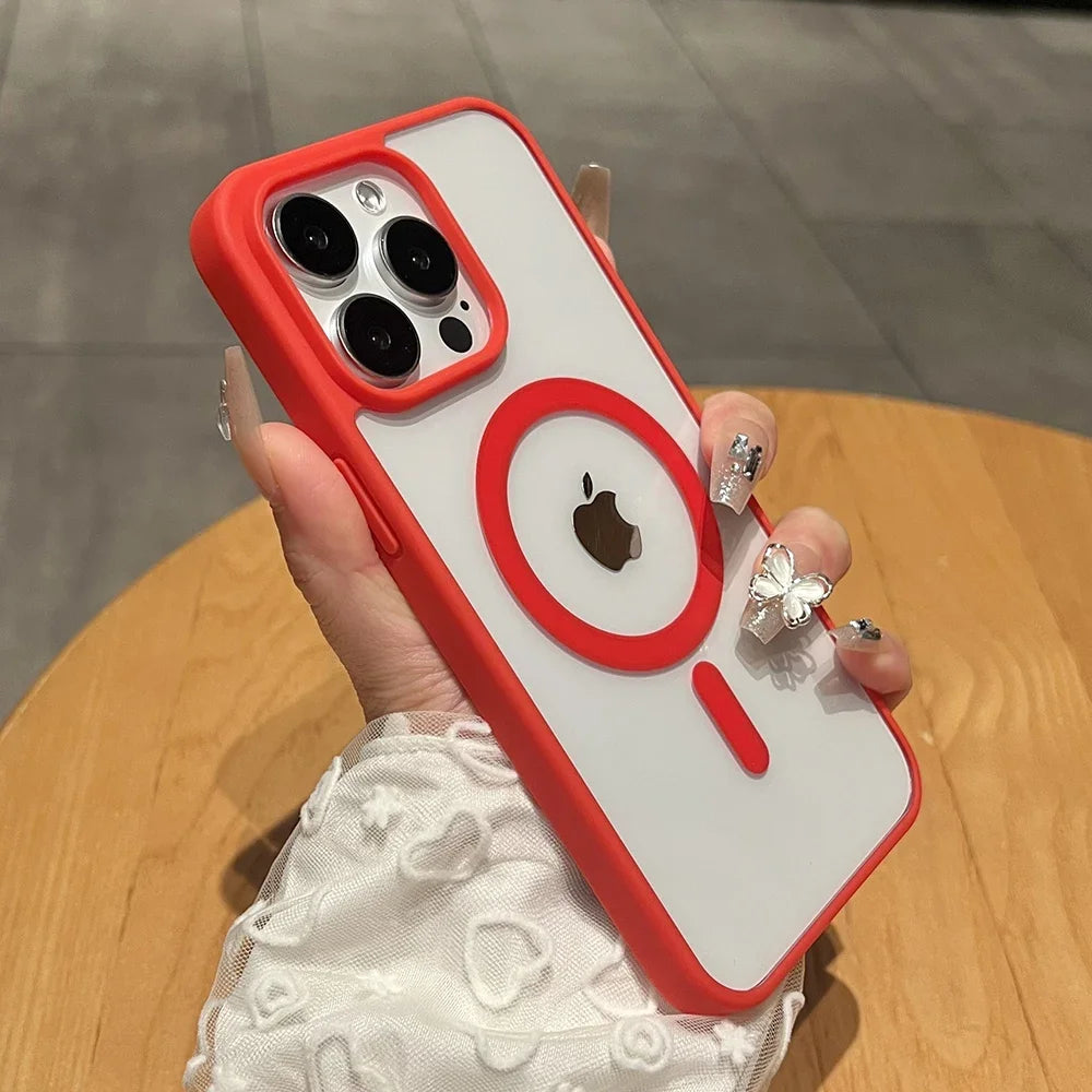 Matte Natural Titanium magnetic charging phone case for iPhone 16 15 14 13 12 11 Pro Max Plus Mini magsafe shockproof hard cover - Acros