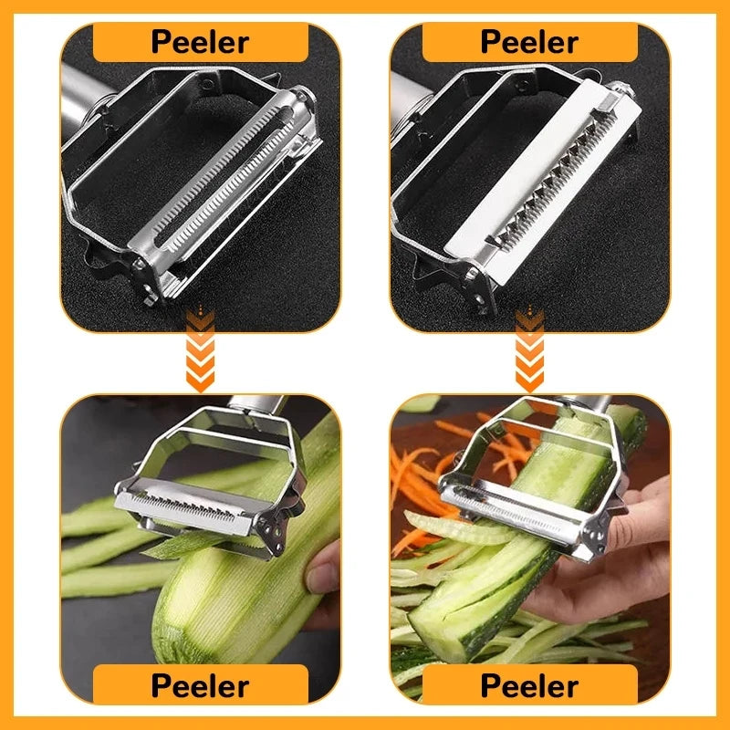 Ansoff stainless steel double-head vegetable peeler with ergonomic handle, suitable for peeling fruits and vegetables.