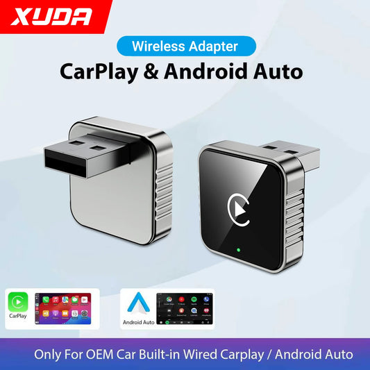 XUDA 2 in 1 Wired to Wireless CarPlay Android Auto Adapter for OEM Car Stereo With USB Dongle Mini Box Plug and Play Bluetooth - Acros