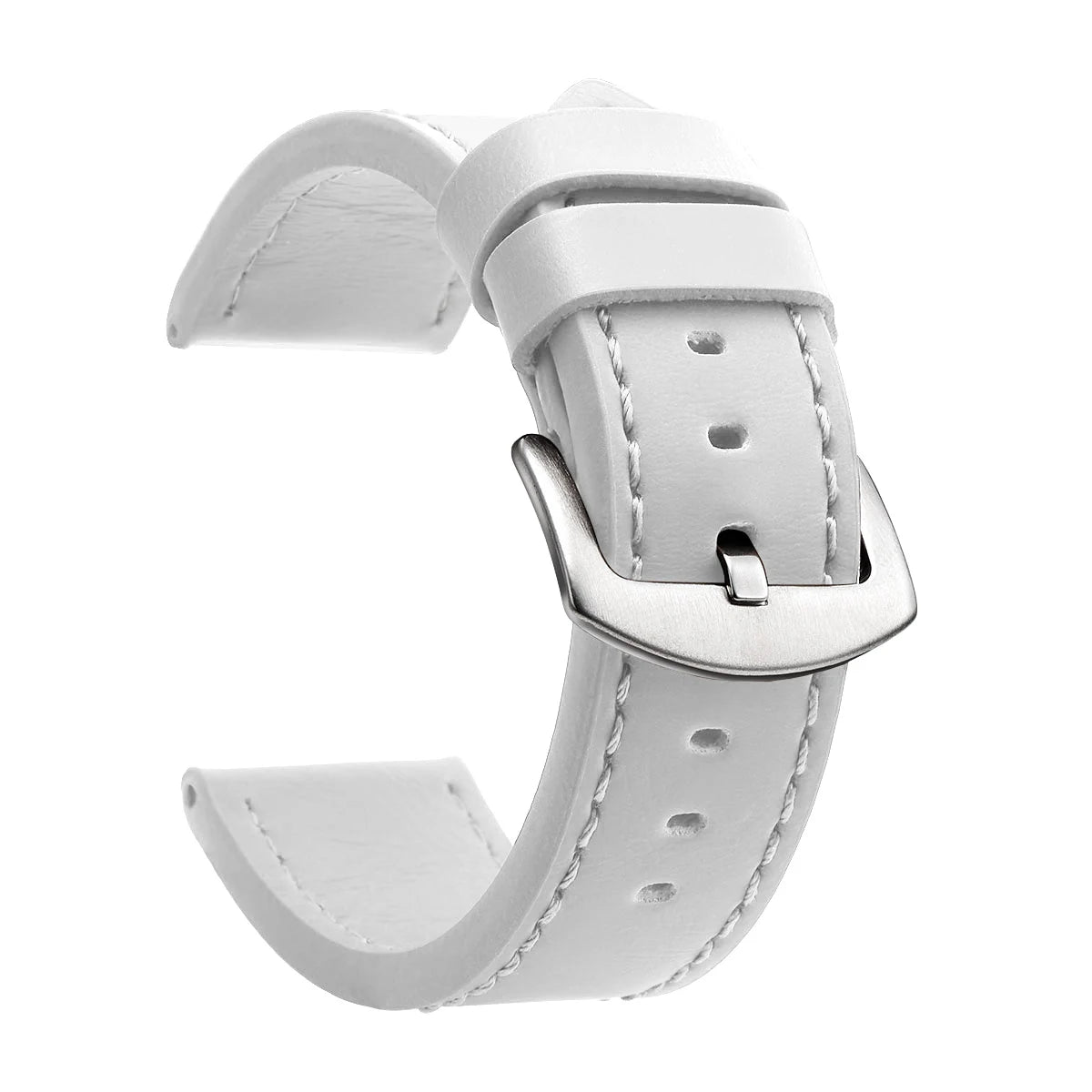 Ansoff SAMCO sport vintage leather watch band strap with stainless steel buckle in 18mm, 20mm, 22mm, or 24mm sizes, displayed on a watch.